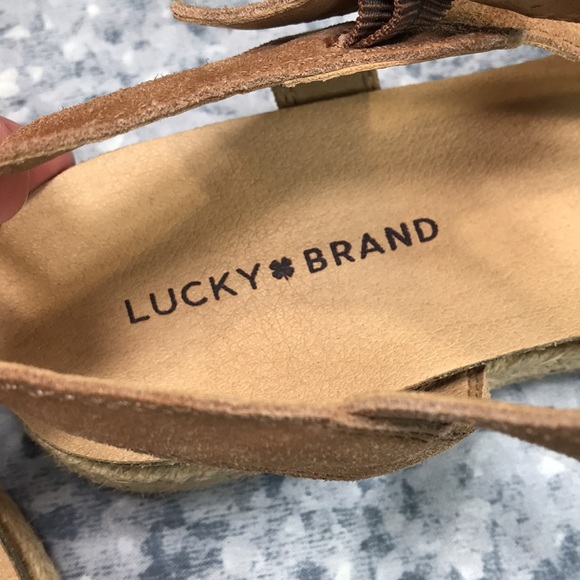 Lucky 🍀 Brand Gabrien Tan Suede Leather Espadrille Sandals Women’s 11M ☀️ - Picture 7 of 11